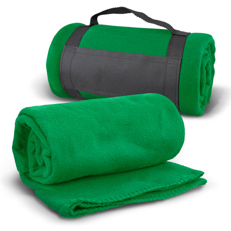 Glasgow Fleece Blanket with Strap - Green