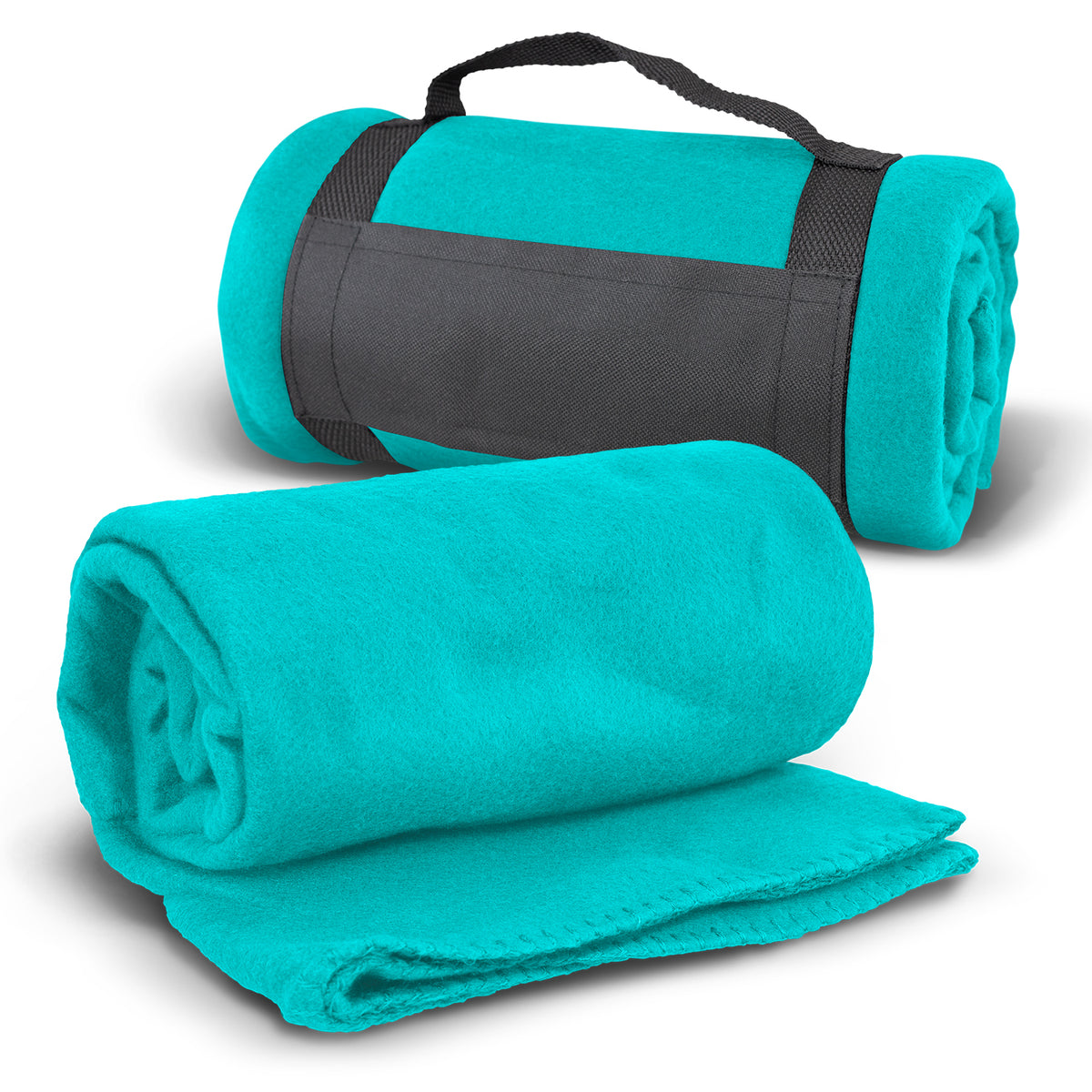 Glasgow Fleece Blanket with Strap - Light Blue