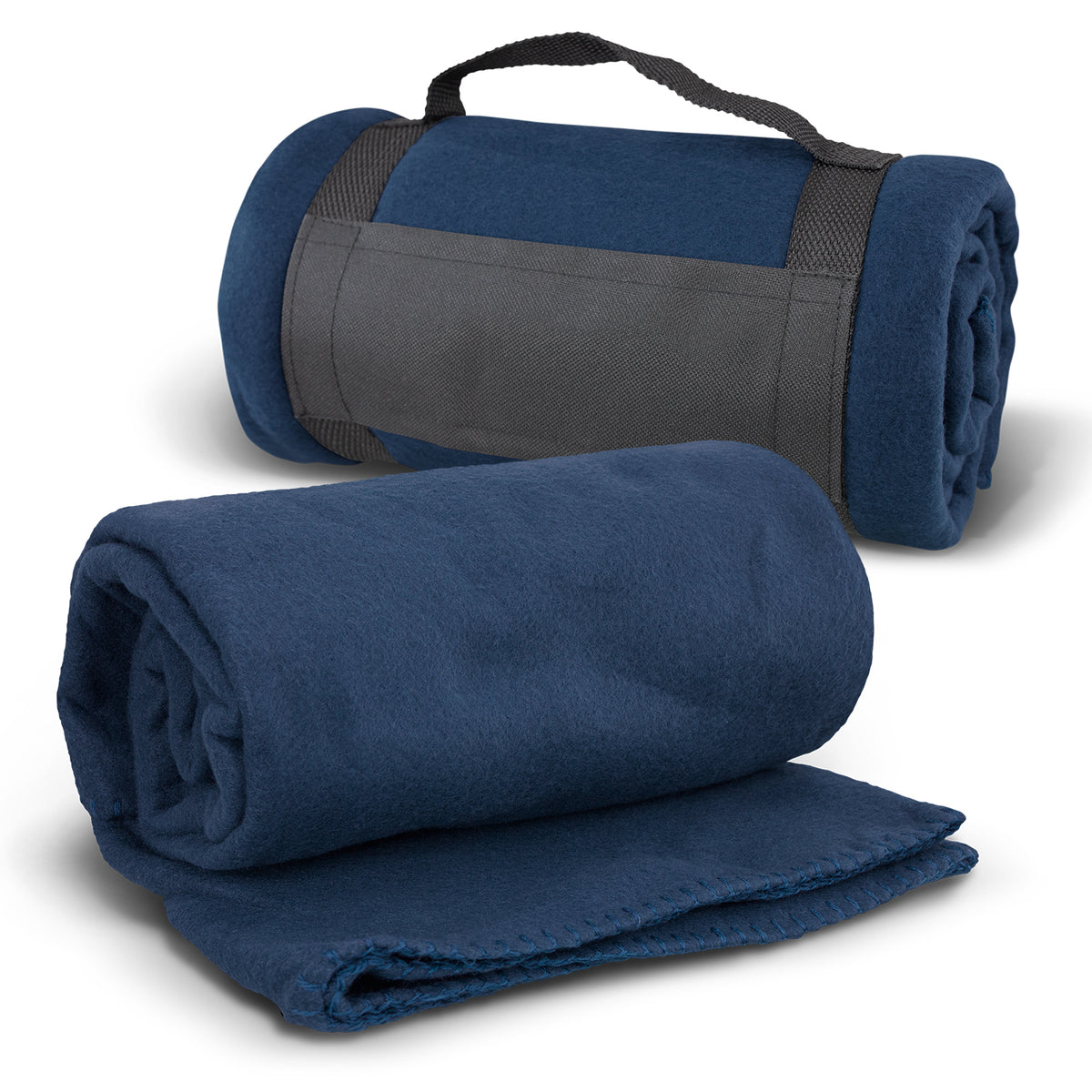 Glasgow Fleece Blanket with Strap - Navy