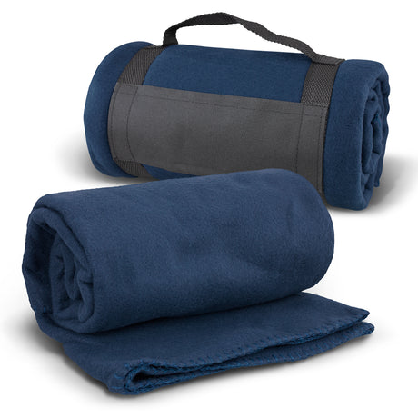 Glasgow Fleece Blanket with Strap - Navy