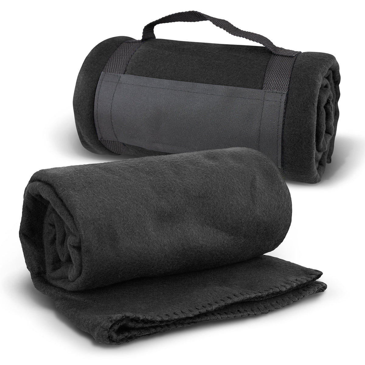 Glasgow Fleece Blanket with Strap - Black