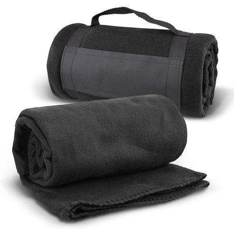 Glasgow Fleece Blanket with Strap - Black