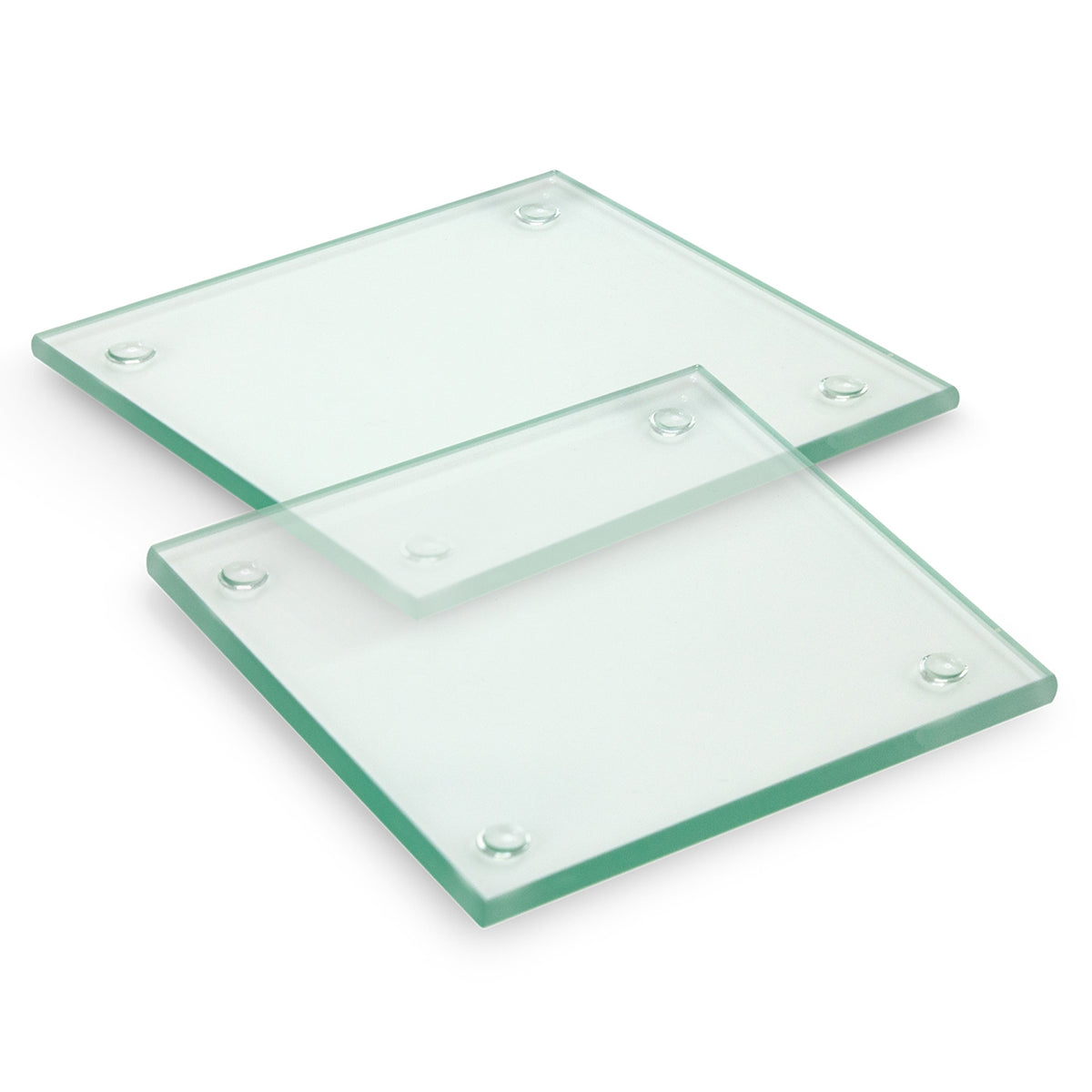 Venice Glass Coaster - Set of 2 - Square - Full Colour - Clear