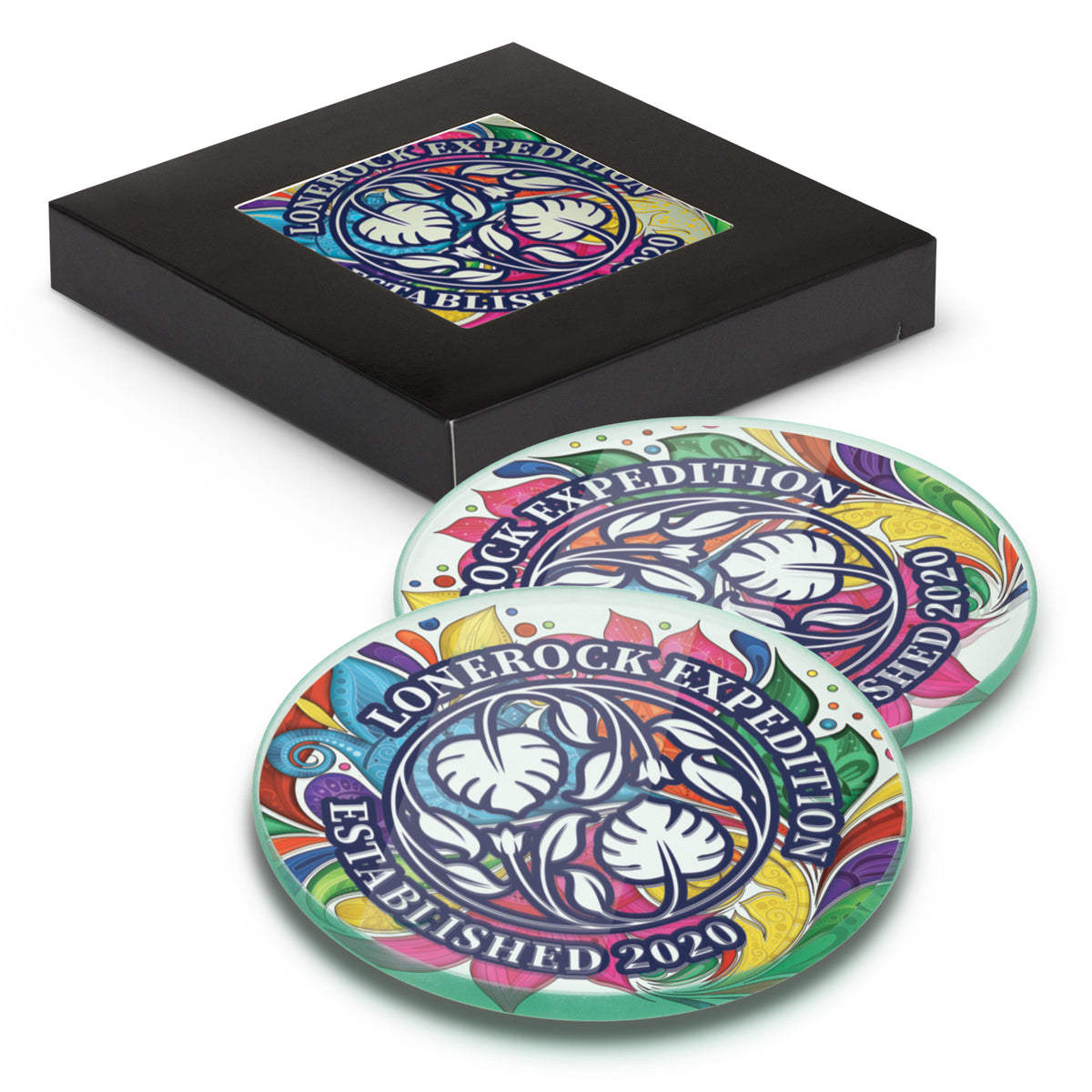 Venice Glass Coaster - Set of 2 - Round - Full Colour - Main