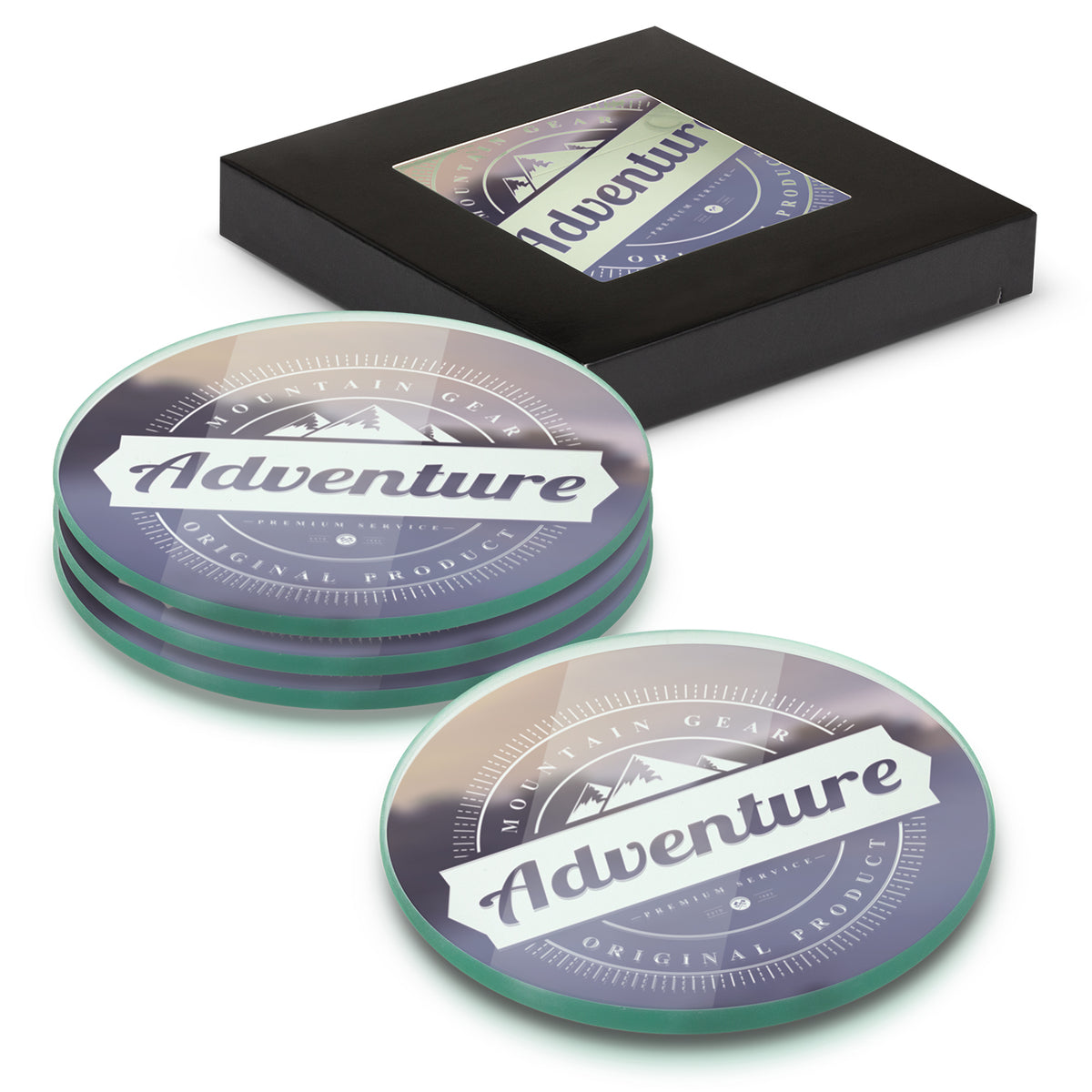 Venice Glass Coaster - Set of 4 - Round - Full Colour - Main