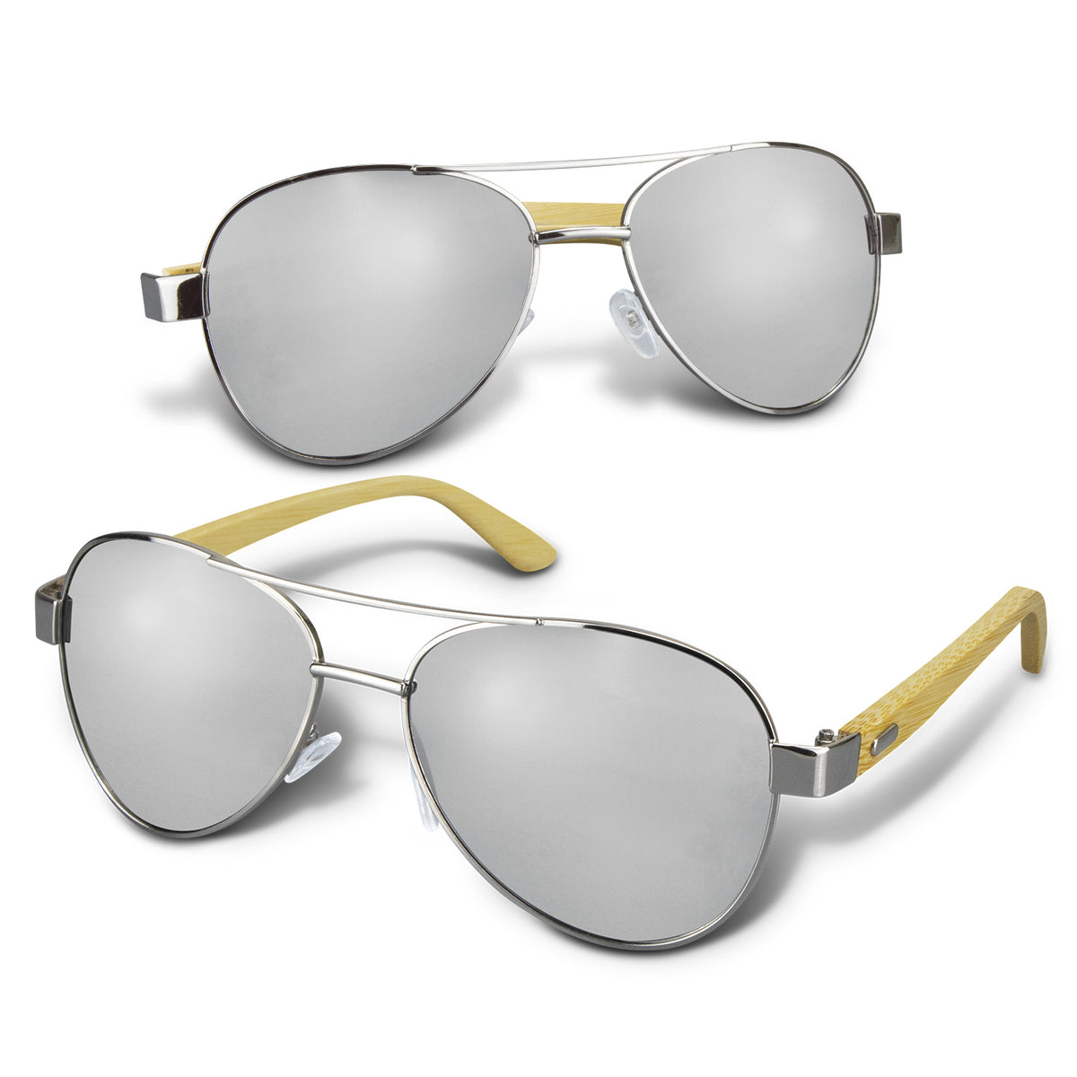 Aviator Mirror Lens Sunglasses - Bamboo - Main