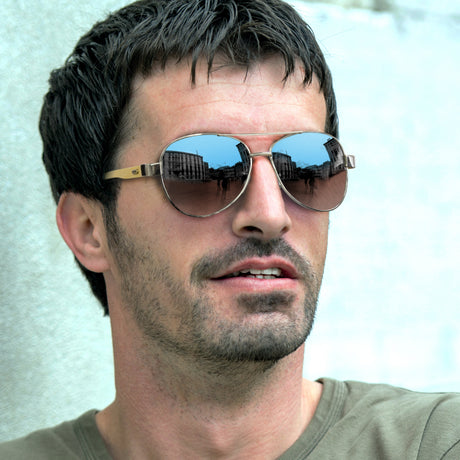 Aviator Mirror Lens Sunglasses - Bamboo - Feature