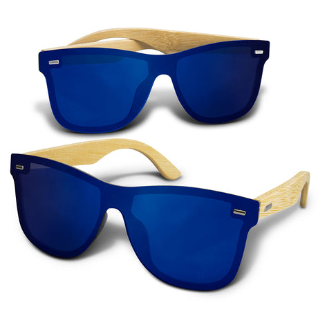Ryder Mirror Lens Sunglasses - Bamboo - Blue