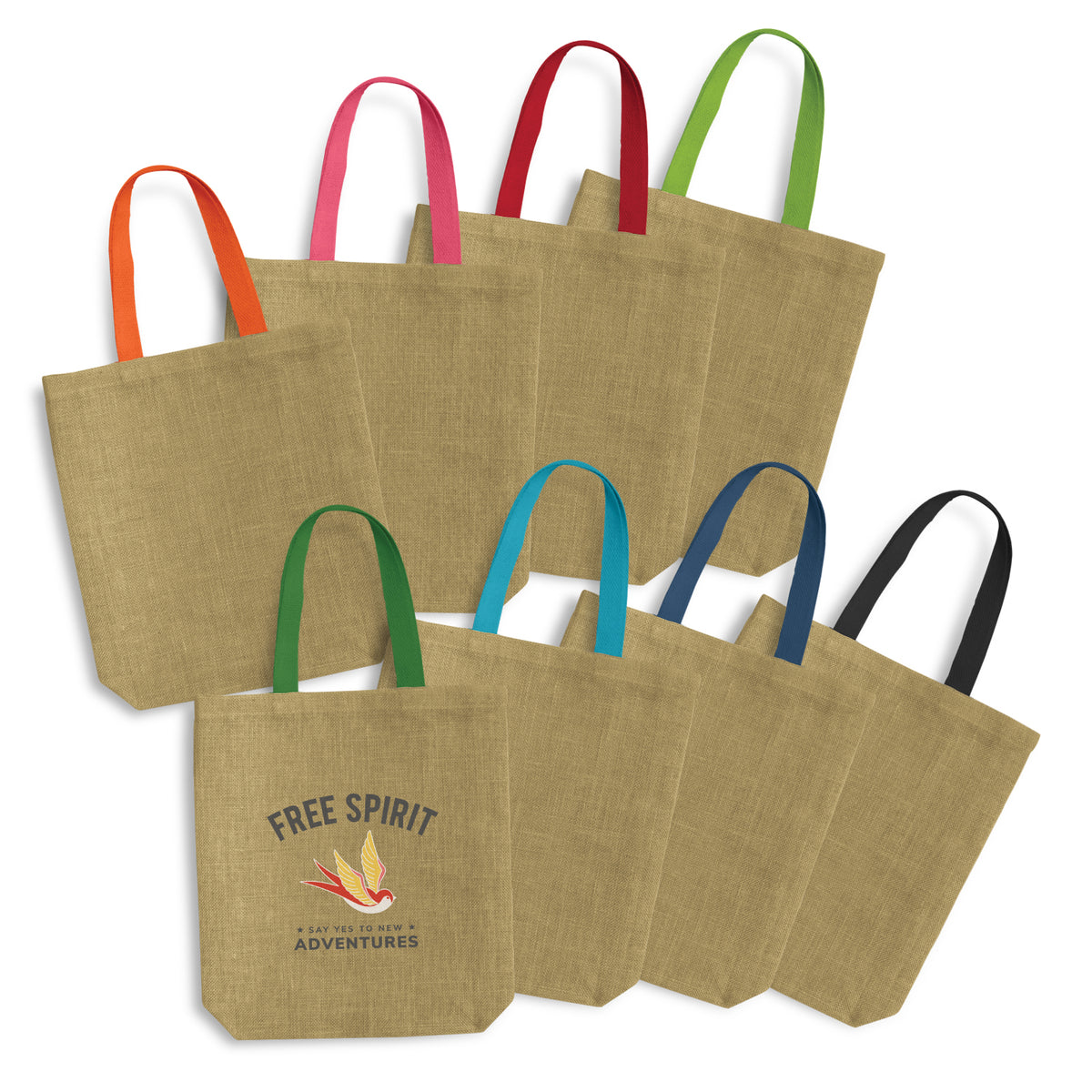 Thera Jute Tote Bag - Coloured Handles - Main