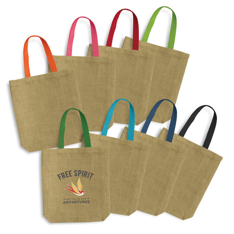 Thera Jute Tote Bag - Coloured Handles - Main