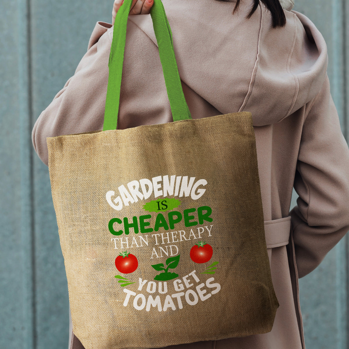 Thera Jute Tote Bag - Coloured Handles - Feature