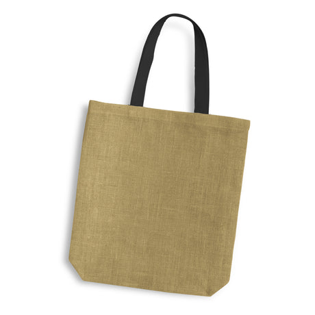 Thera Jute Tote Bag - Coloured Handles - Black