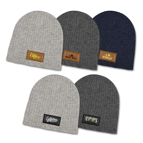Nebraska Heather Cable Knit Beanie With Patch - Main