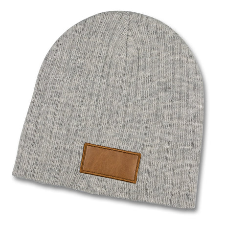 Nebraska Heather Cable Knit Beanie With Patch - Grey/Brown