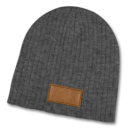 Nebraska Heather Cable Knit Beanie With Patch - Charcoal/Brown