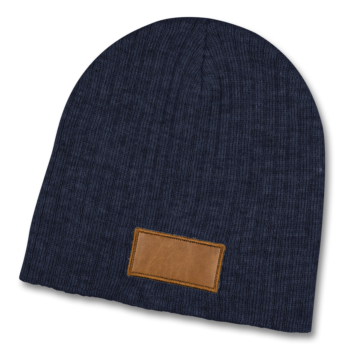 Nebraska Heather Cable Knit Beanie With Patch - Navy/Brown