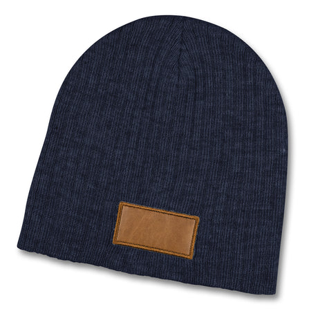 Nebraska Heather Cable Knit Beanie With Patch - Navy/Brown