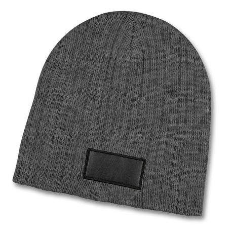 Nebraska Heather Cable Knit Beanie With Patch - Charcoal/Black