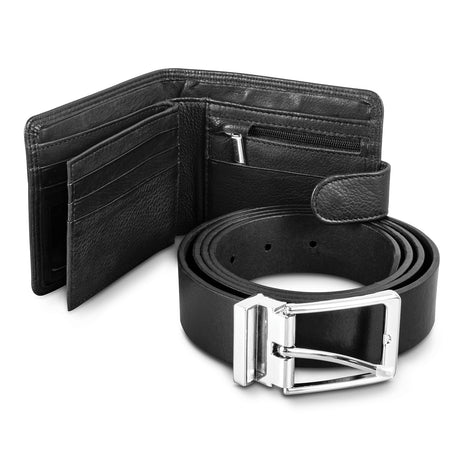 Pierre Cardin Leather Wallet and Belt Gift Set - Black