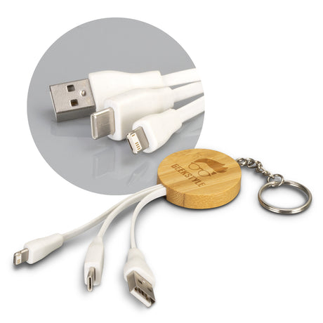 Bamboo Charging Cable Key Ring - Round - Main