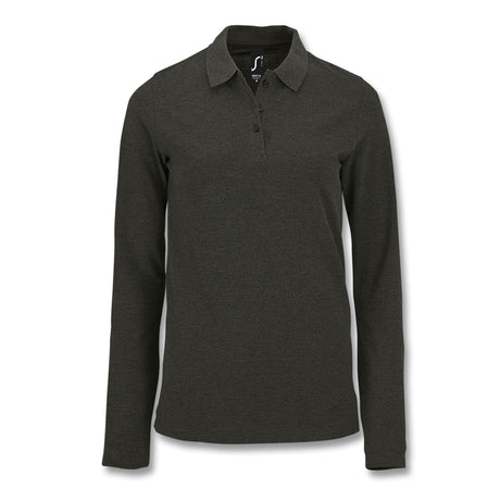 SOLS Perfect Women's Long Sleeve Polo - Grey Melange