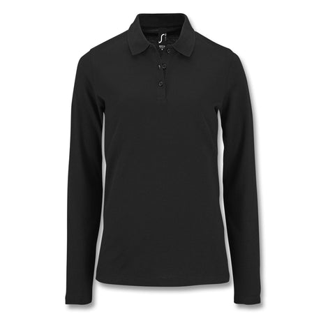 SOLS Perfect Women's Long Sleeve Polo - Black