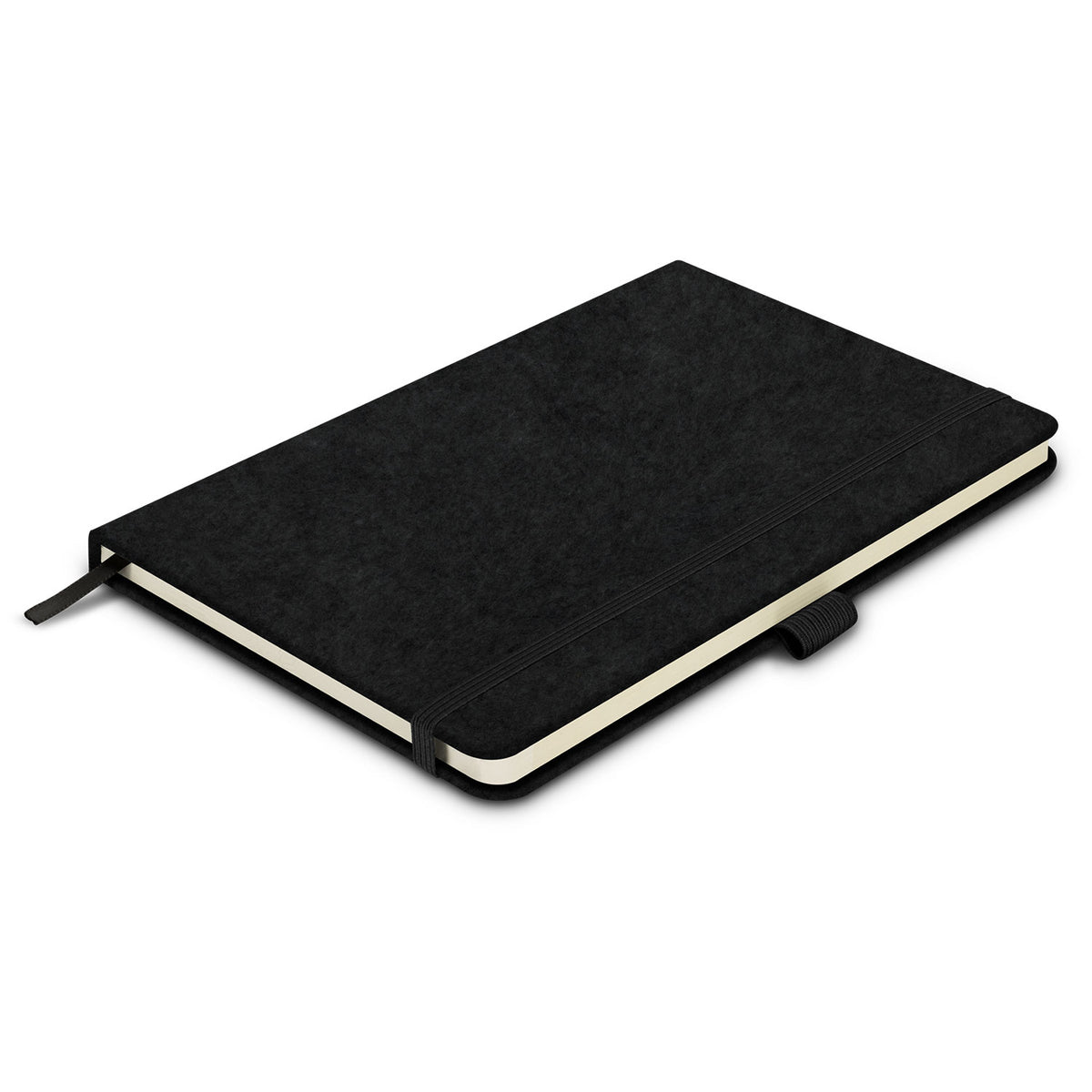 RPET Felt Hard Cover Notebook - Black - Front