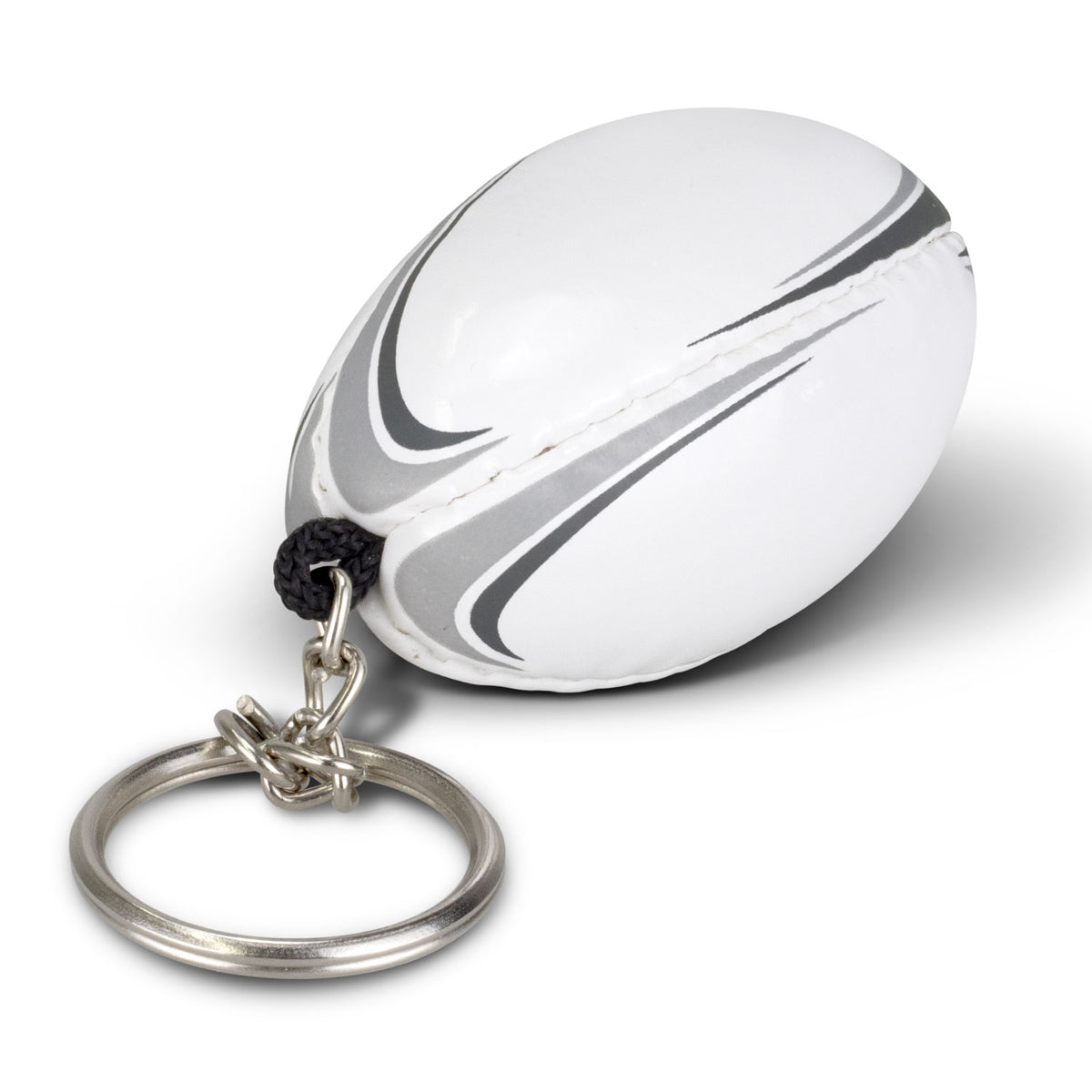 Rugby Ball Key Ring - White