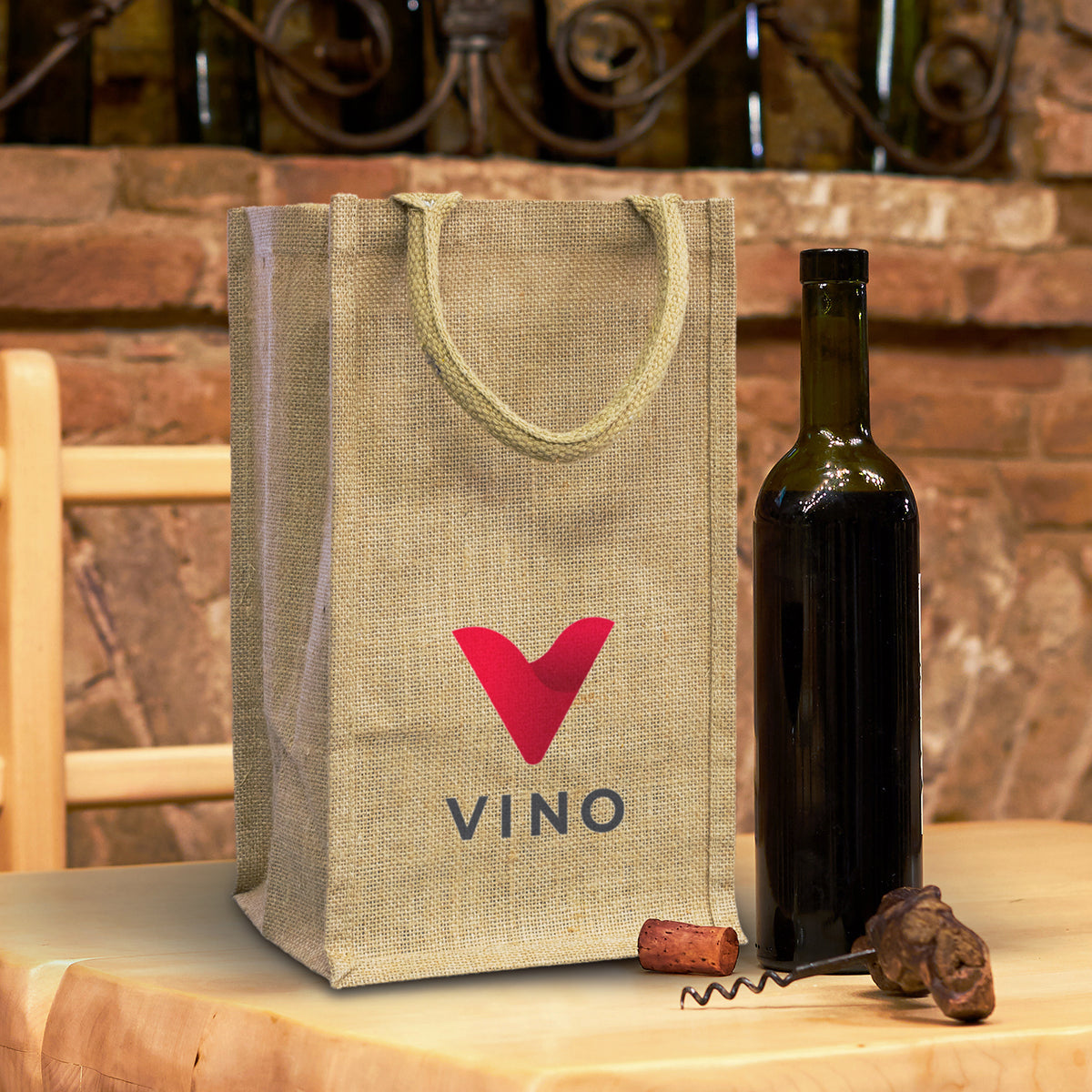 Jute Four Bottle Wine Carrier - Feature