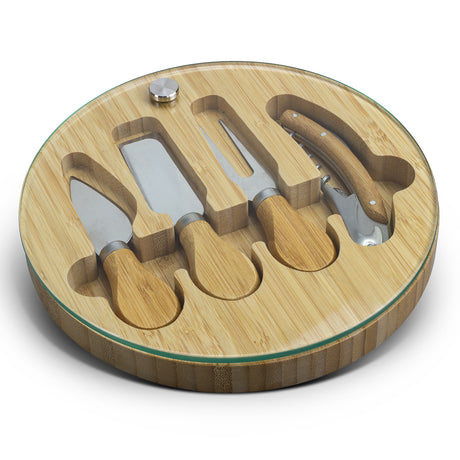 NATURA Glass & Bamboo Cheese Board - Clear/Natural