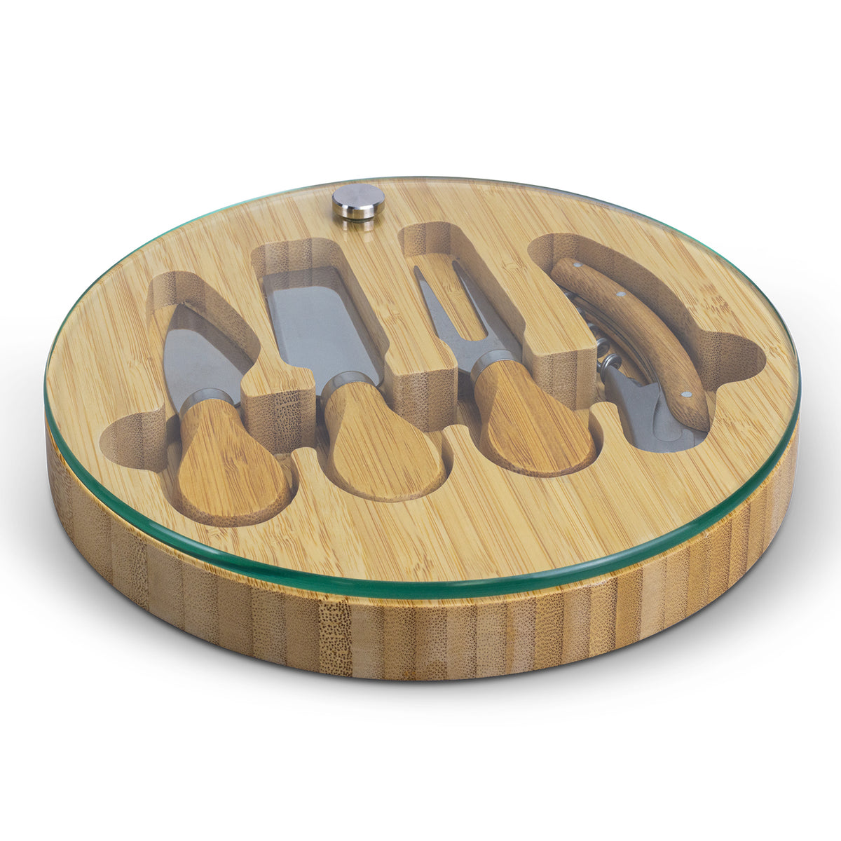 NATURA Glass & Bamboo Cheese Board - Closed