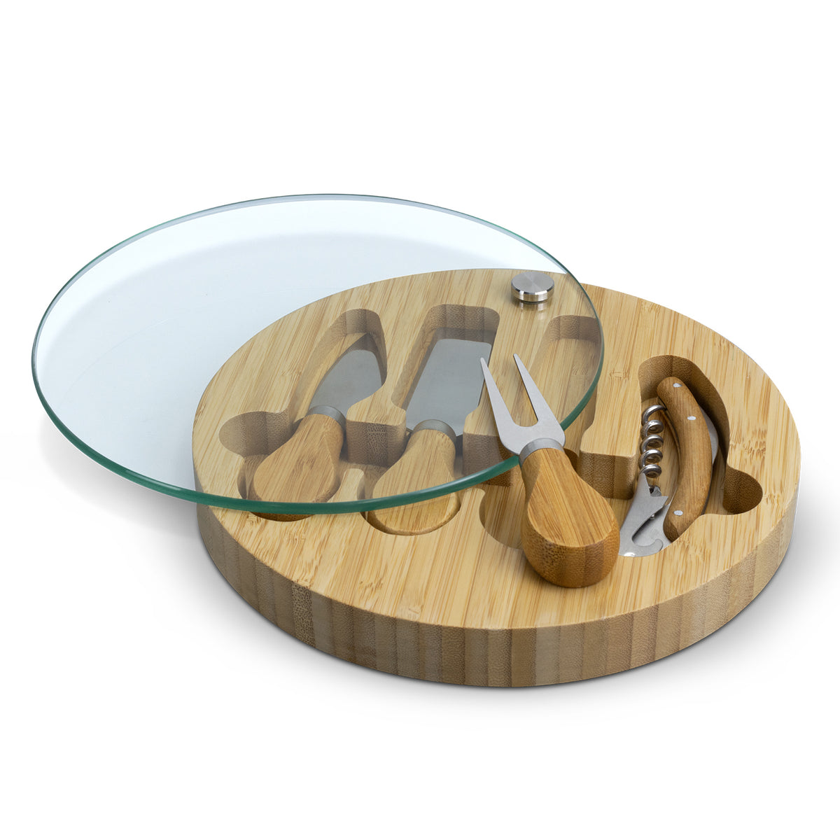 NATURA Glass & Bamboo Cheese Board - Open