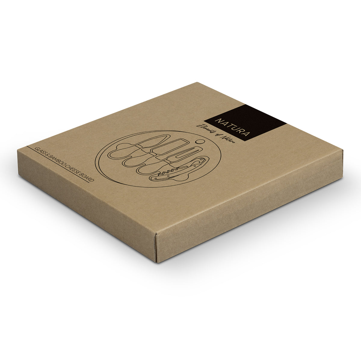 NATURA Glass & Bamboo Cheese Board - Gift Box