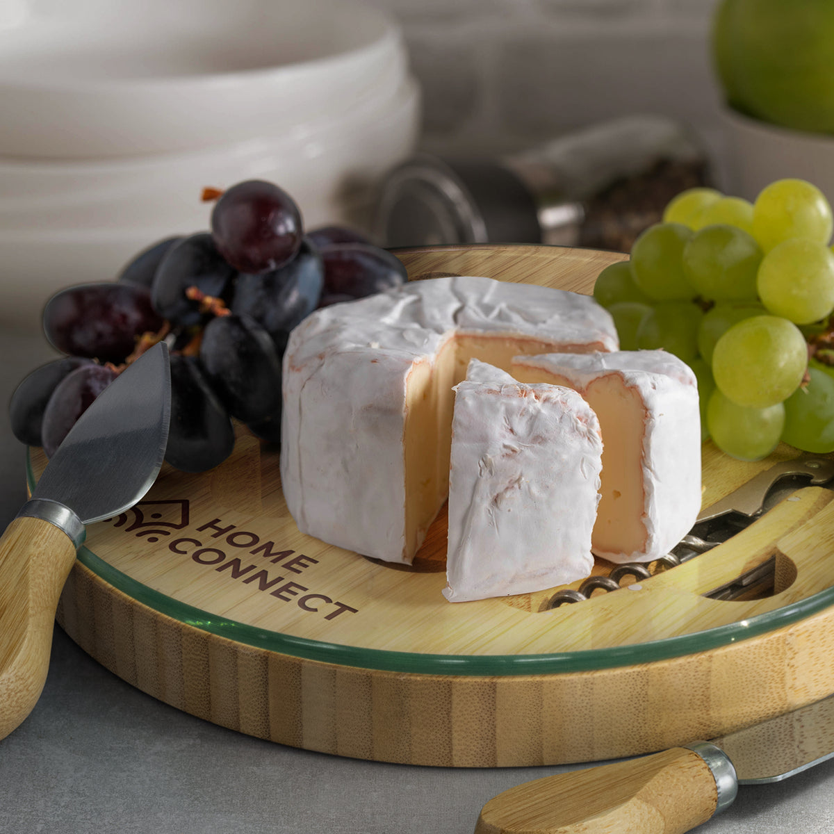 NATURA Glass & Bamboo Cheese Board - Feature
