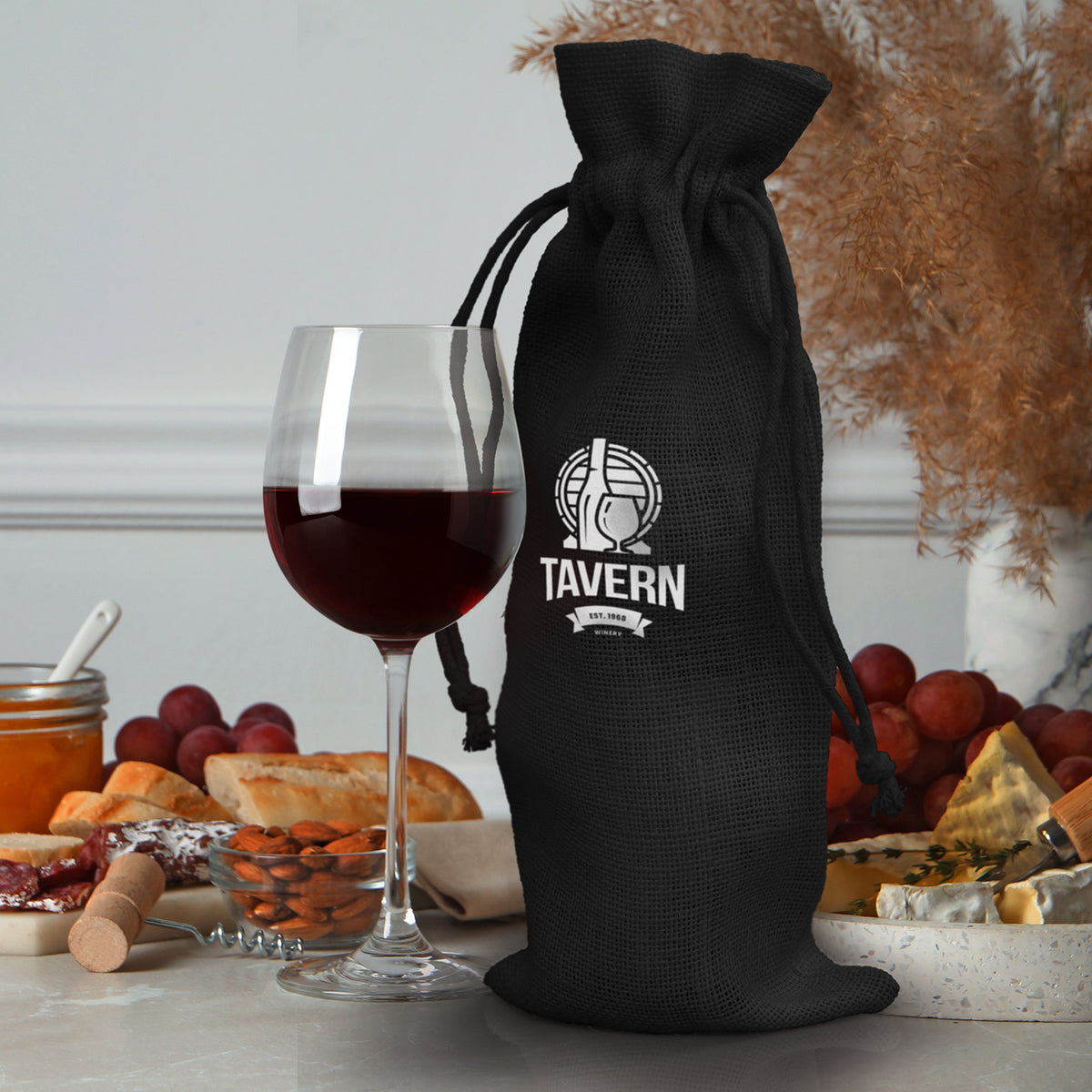 Jute Wine Drawstring Bag - Feature
