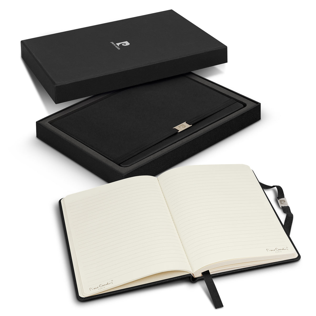 Pierre Cardin Nouvelle Notebook Gift Set - Black - Open