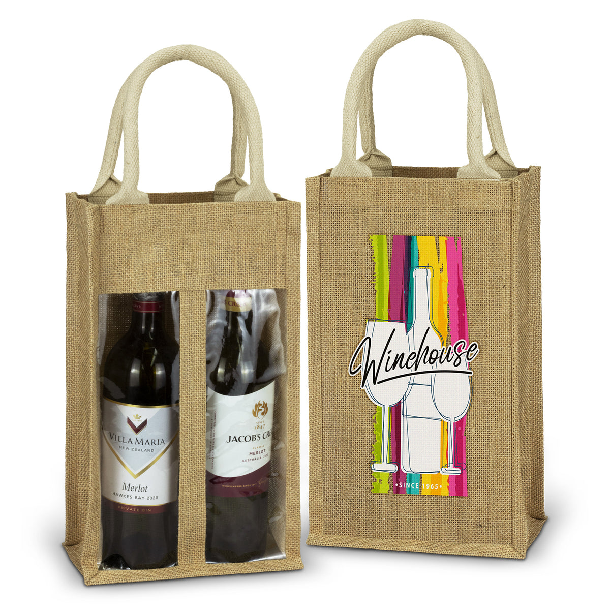 Serena Jute Double Wine Carrier - Main