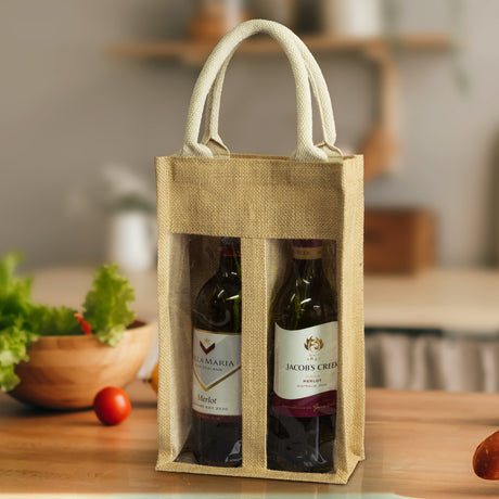 Serena Jute Double Wine Carrier - Feature