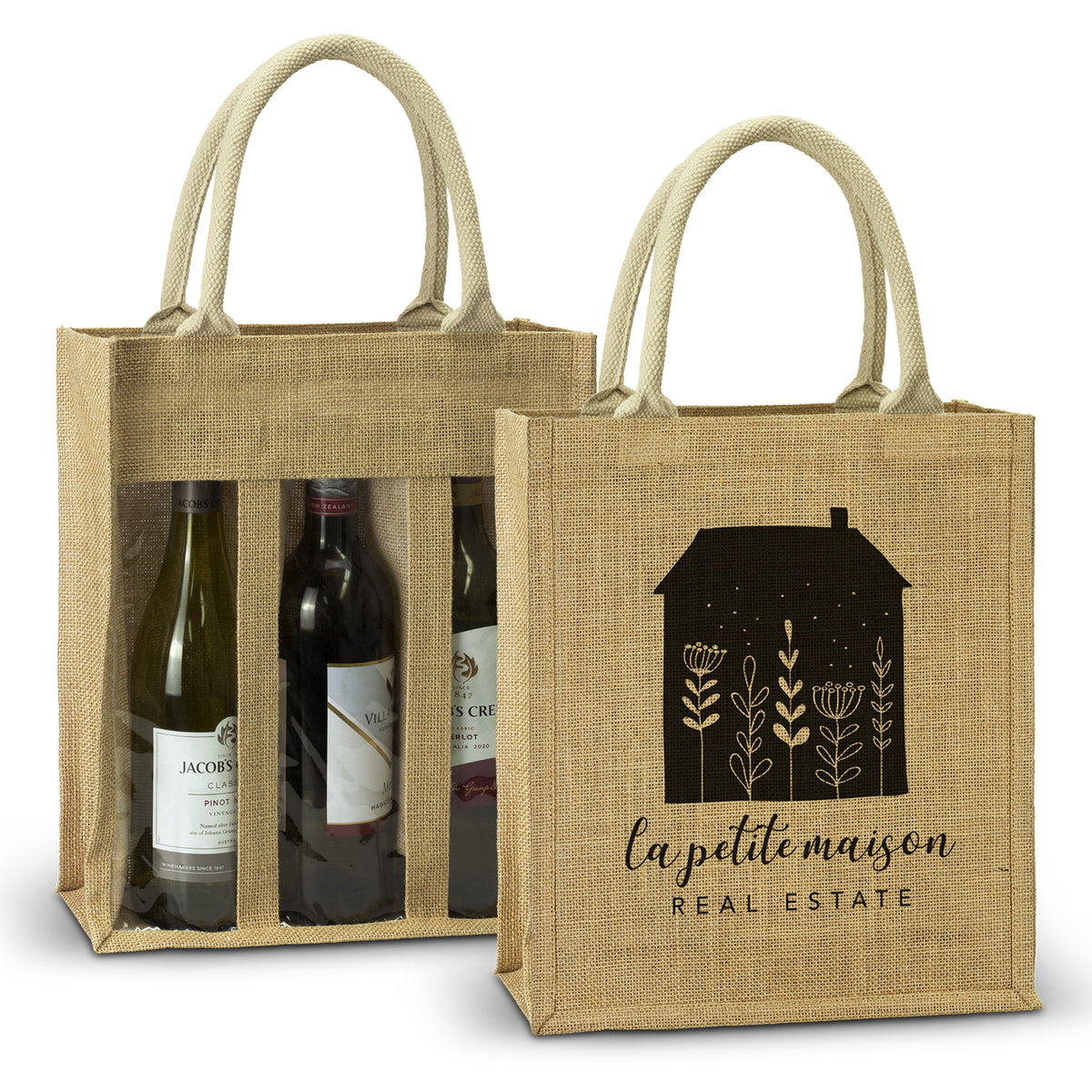Serena Jute Triple Wine Carrier - Main