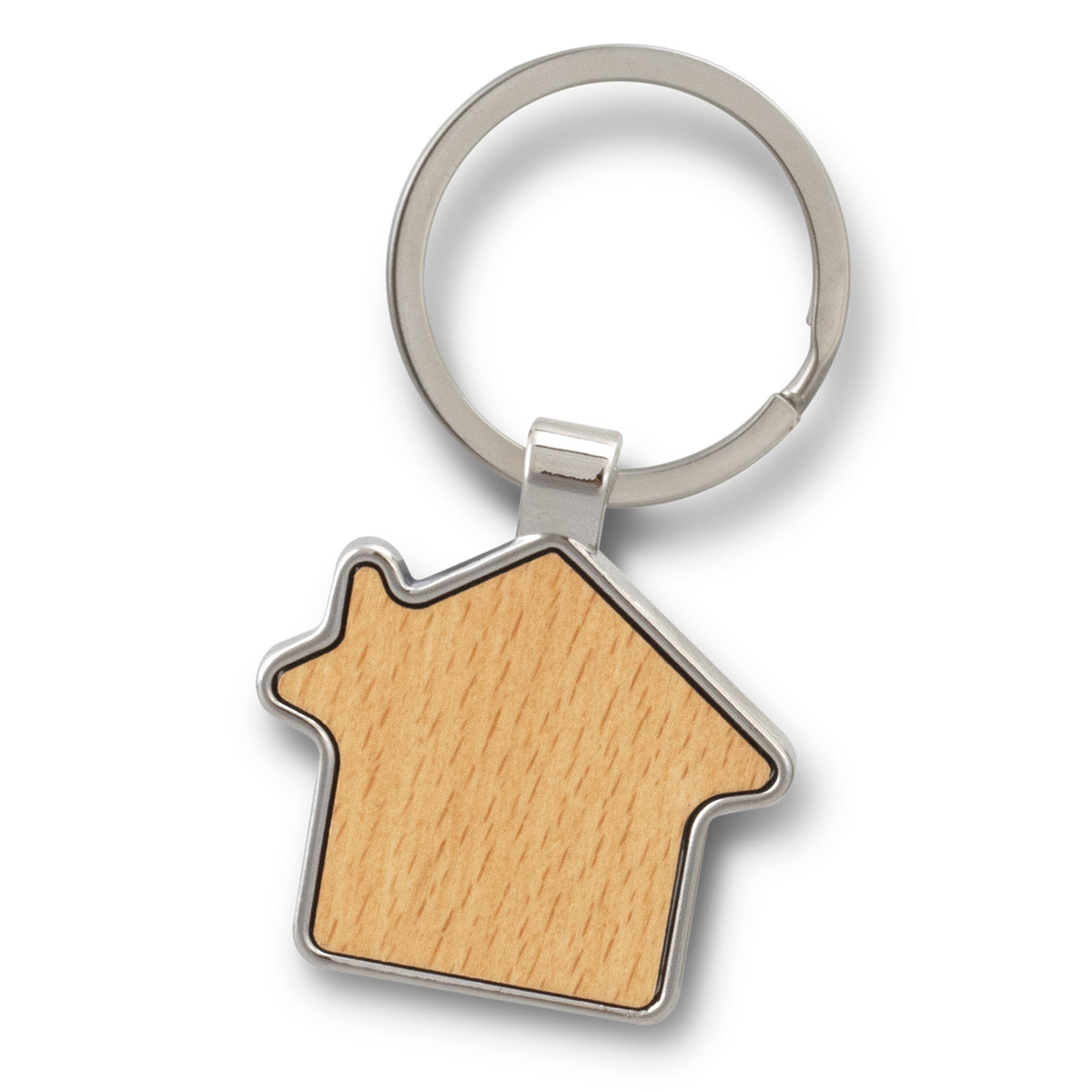 Santo House Shaped Key Ring - Silver/Natural