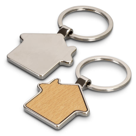 Santo House Shaped Key Ring - Silver - Back