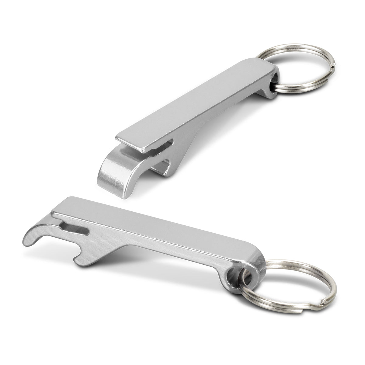 Snappy Metal Bottle Opener Key Ring - Silver