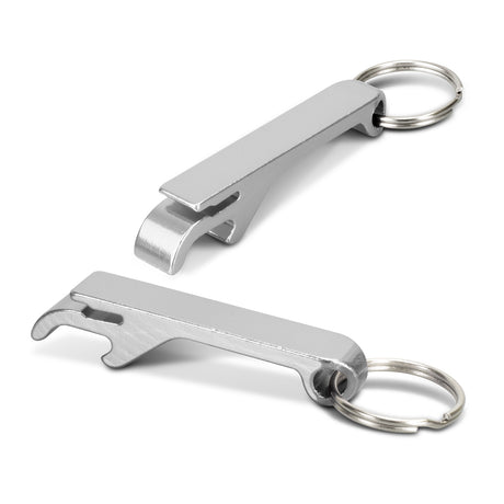 Snappy Metal Bottle Opener Key Ring - Silver