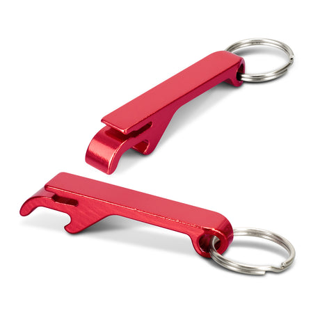 Snappy Metal Bottle Opener Key Ring - Red