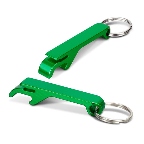 Snappy Metal Bottle Opener Key Ring - Green