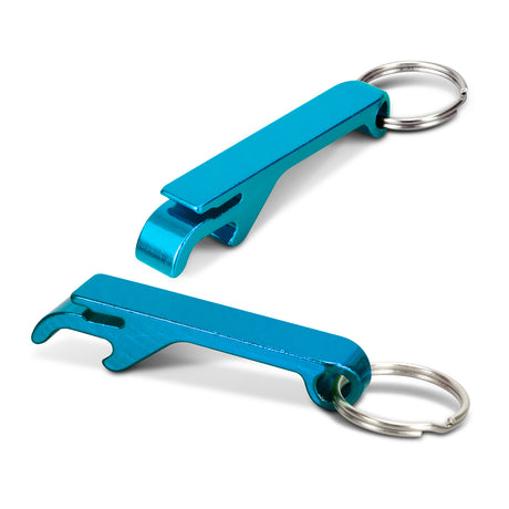 Snappy Metal Bottle Opener Key Ring - Light Blue