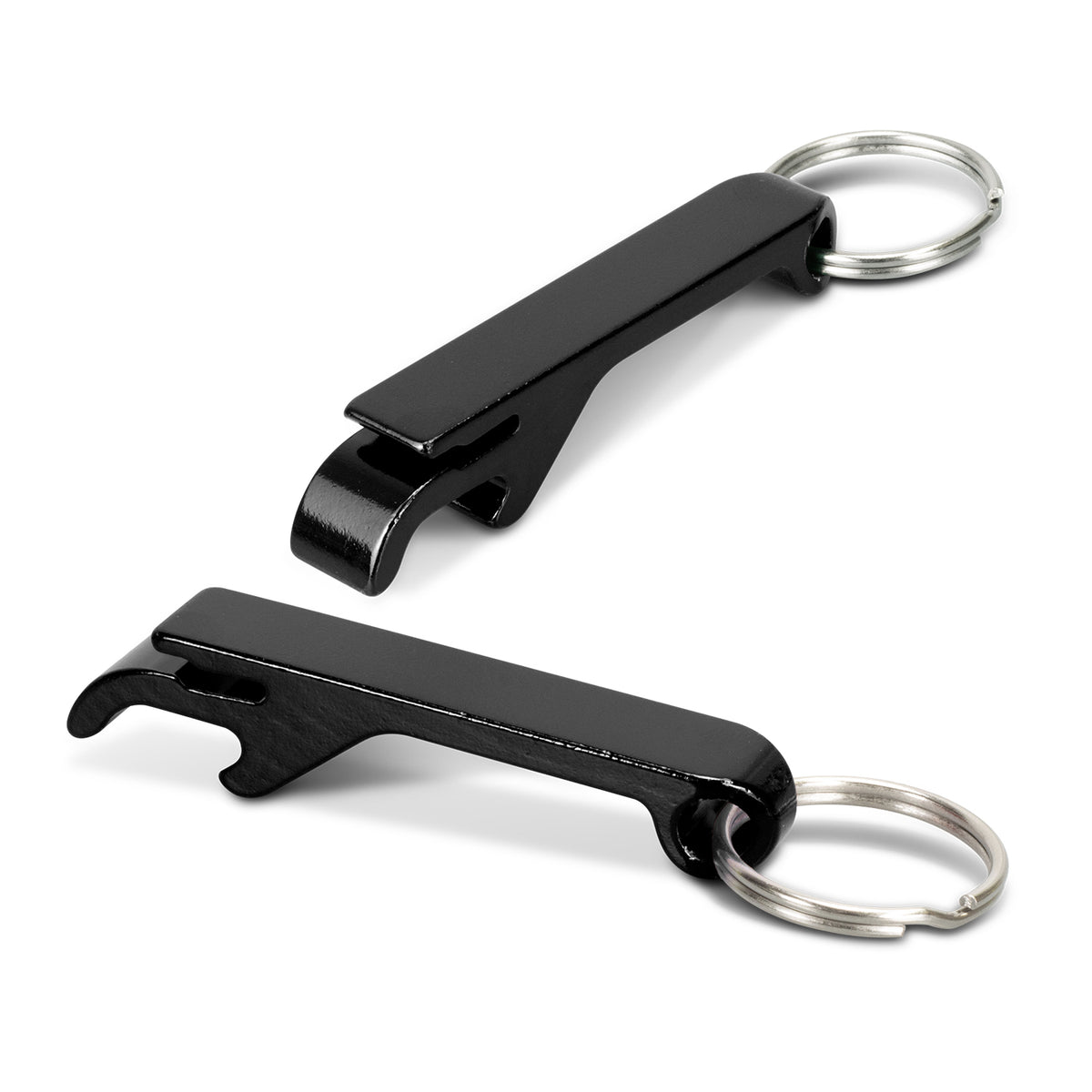 Snappy Metal Bottle Opener Key Ring - Black