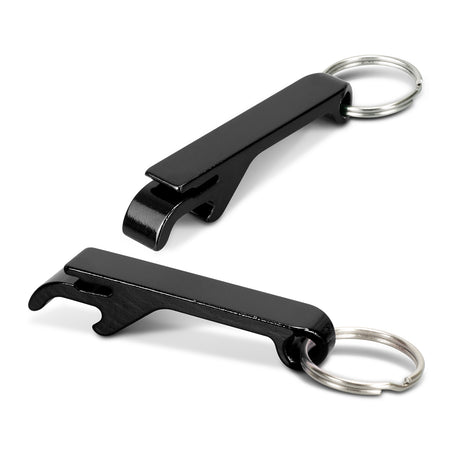 Snappy Metal Bottle Opener Key Ring - Black
