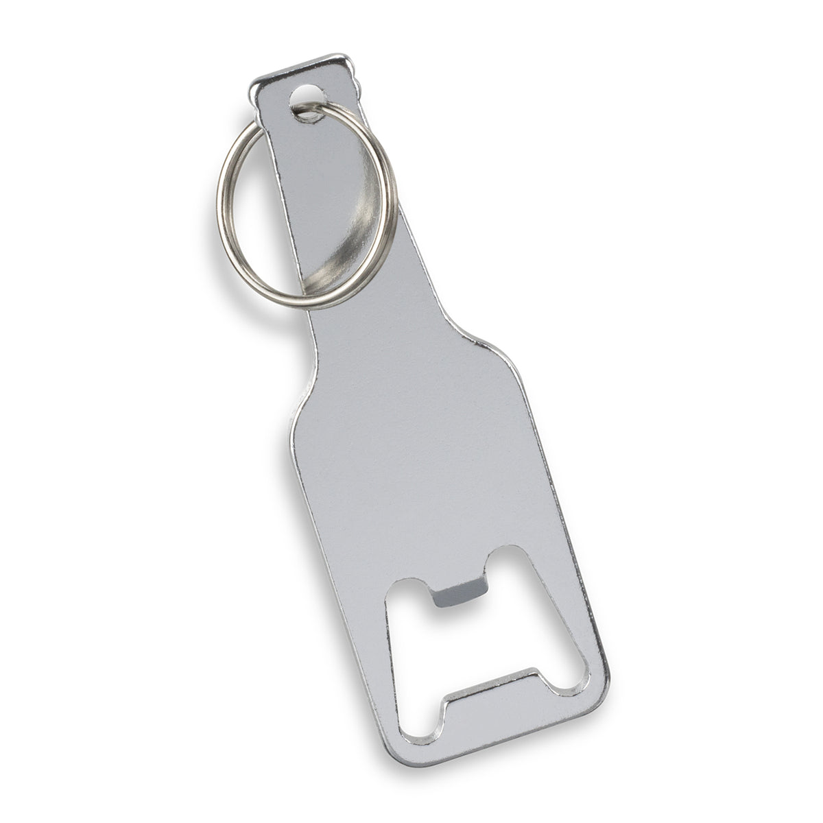 Beverage Bottle Opener Key Ring - Silver