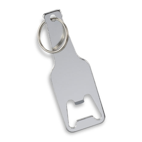 Beverage Bottle Opener Key Ring - Silver